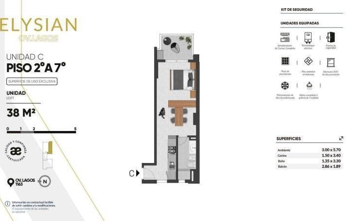 Departamento · 38m² · 1 Ambiente