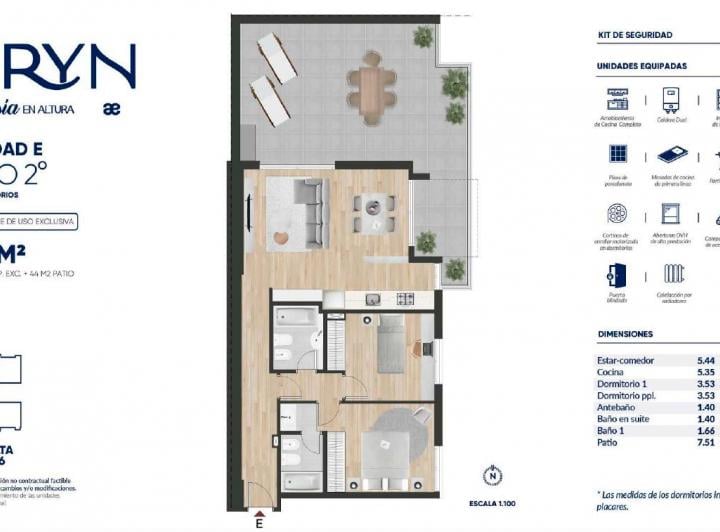 Departamento · 75m² · 3 Ambientes · 1 Cochera