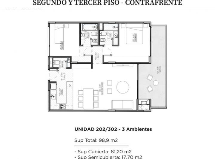 Departamento · 81m² · 3 Ambientes · 1 Cochera