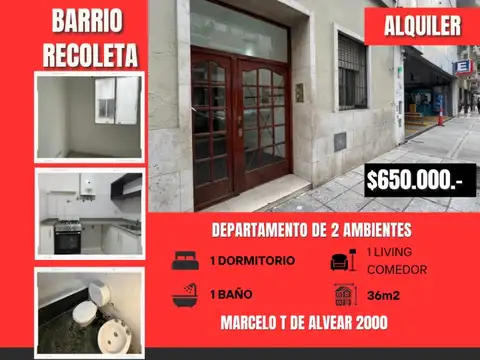 Departamento en Alquiler en Recoleta, CABA