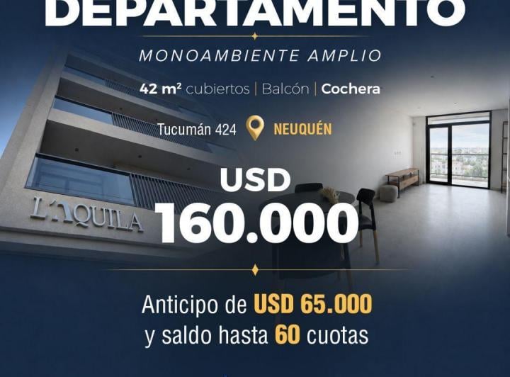 Departamento · 42m² · 1 Ambiente · 1 Cochera