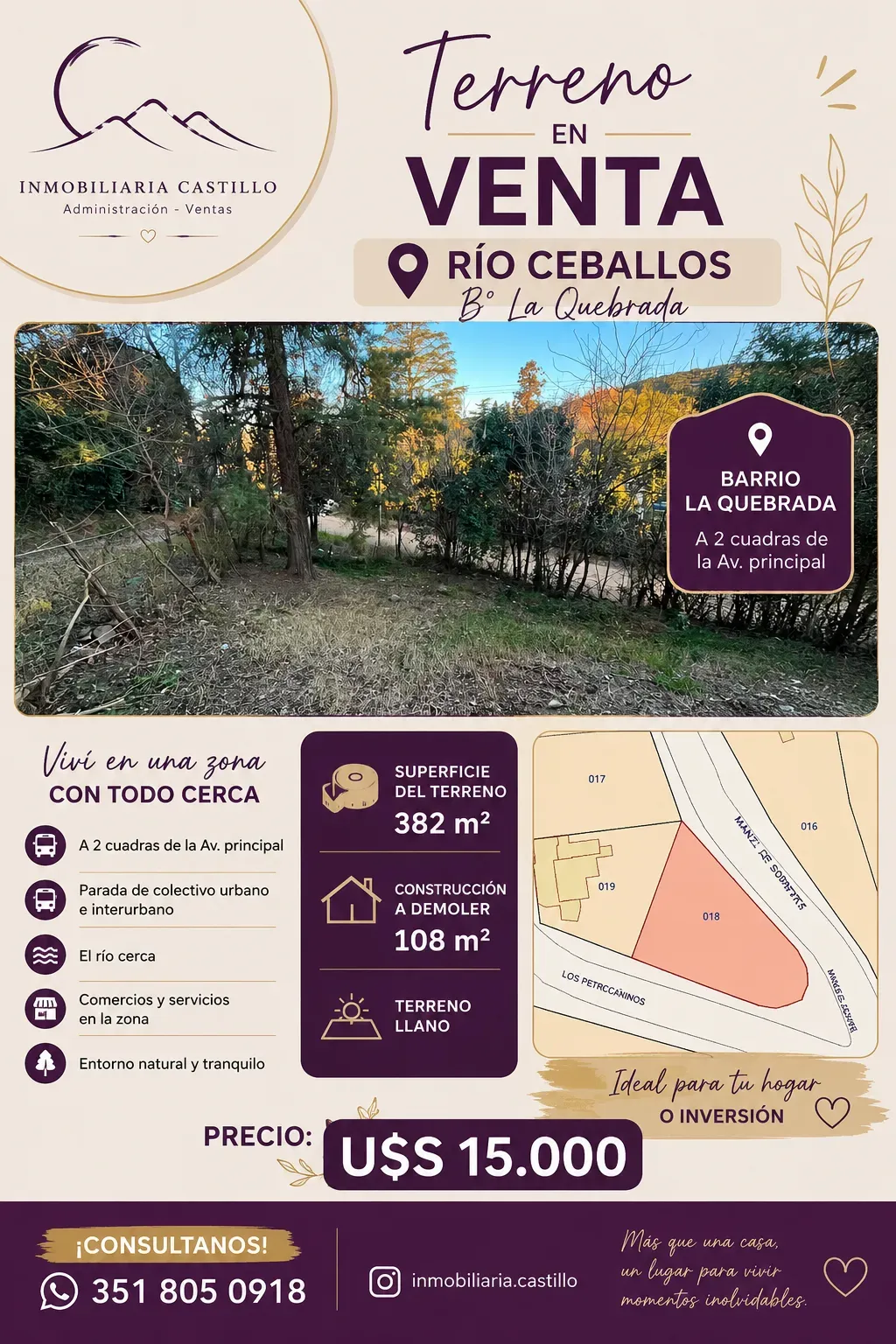 Venta de Terreno Rio Ceballos