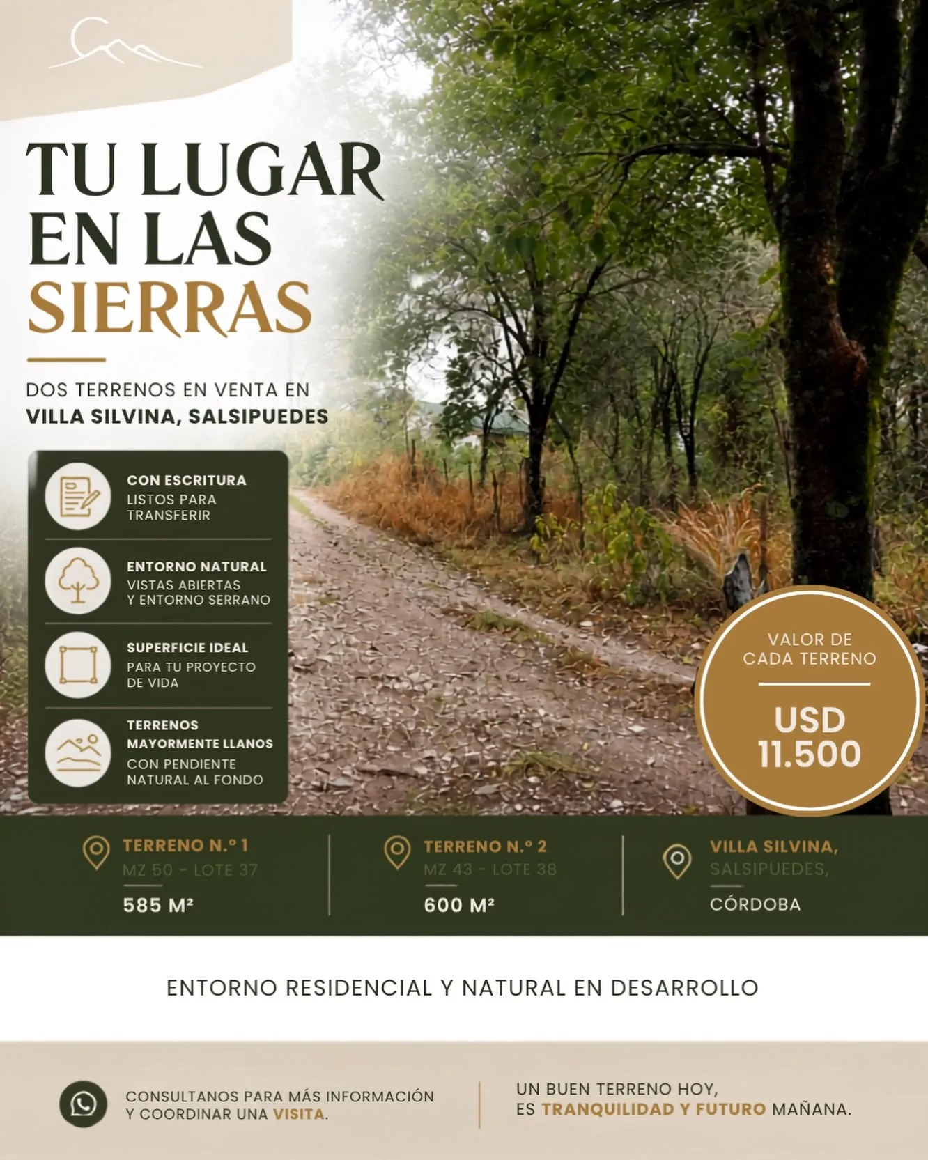 Venta de 2 Terrenos en Villa Silvina - Salsipuedes