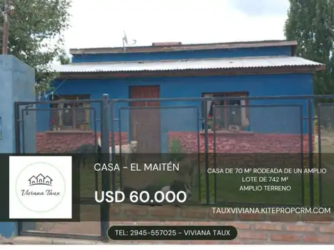 Casa en Venta en El Maiten, Cushamen