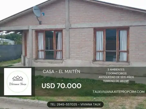 Casa en Venta en El Maiten, Cushamen