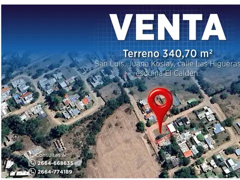 Terreno en Venta en Juana Koslay, Juan Martín de Pueyrredón