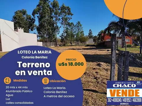 Terreno en Venta en Colonia Benitez, 1 de Mayo