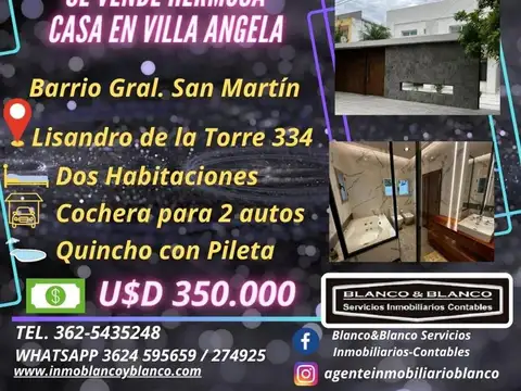 Casa en Venta en Villa Angela, Mayor Luis J. Fontana