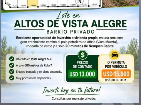 Terreno en Venta en Vista Alegre Sur, Confluencia