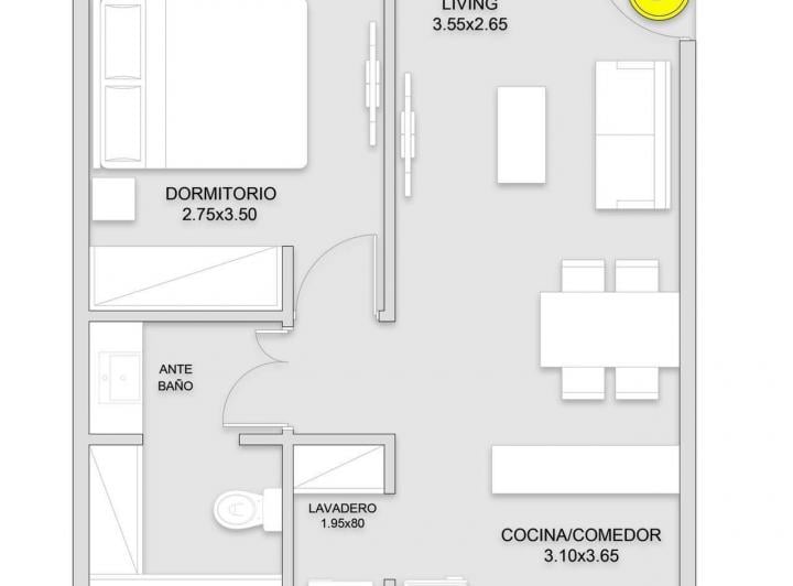 Departamento · 40m² · 2 Ambientes