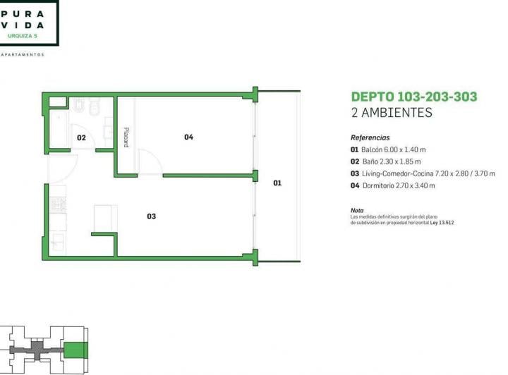 Departamento · 42m² · 2 Ambientes