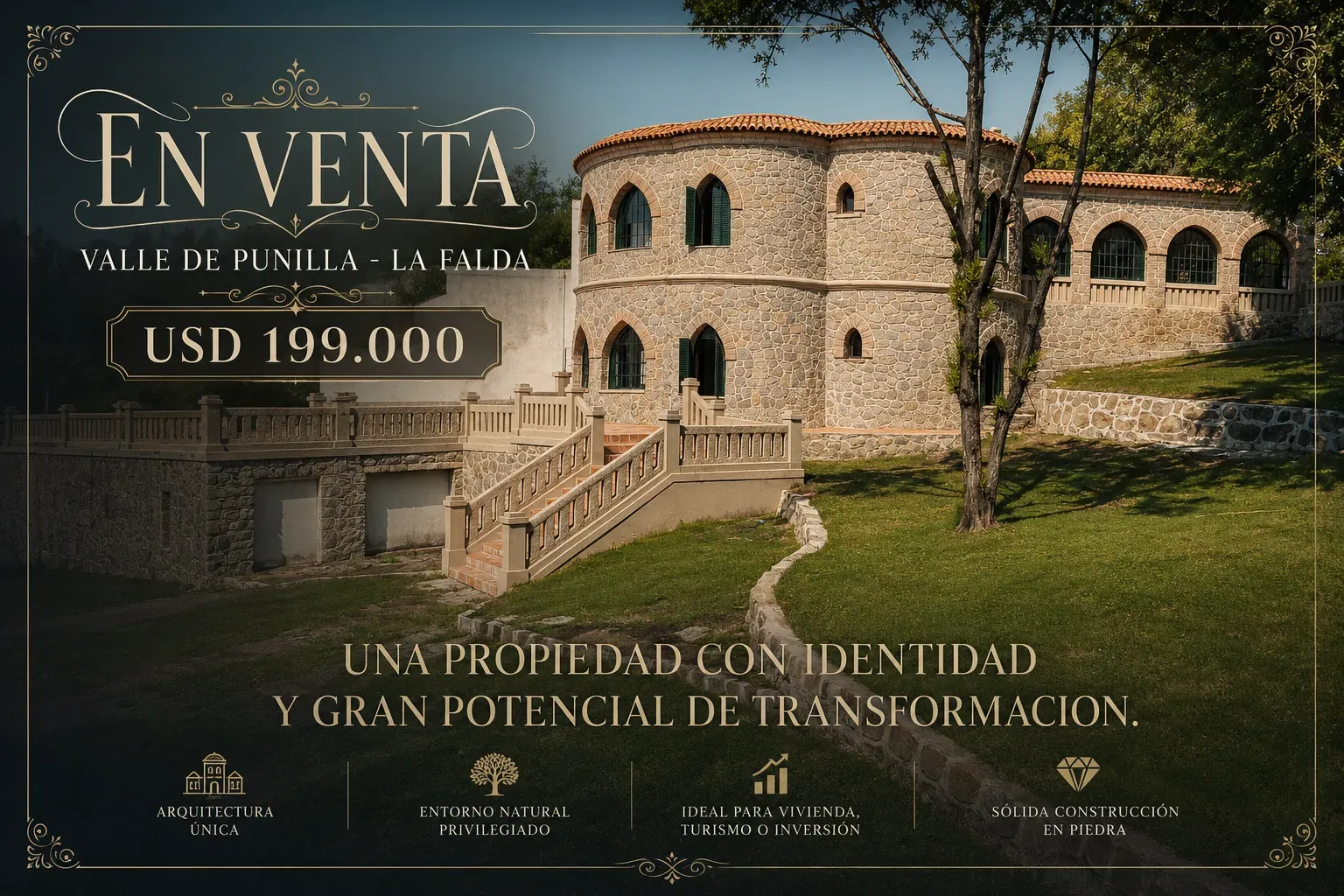 Residencia De Piedra Con Carácter Único En El Corazón Del Valle De Punilla.