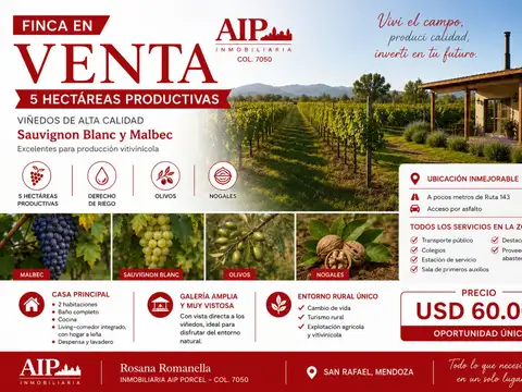 Campo en Venta en General Alvear, Mendoza