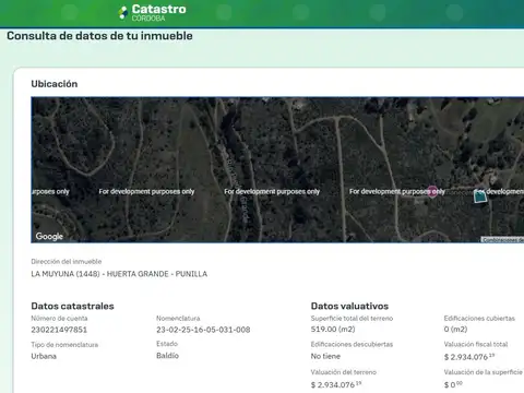 Terreno en Venta en La Falda, Punilla