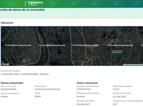 Terreno en Venta en La Falda, Punilla