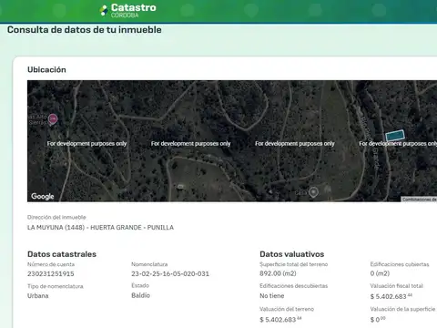 Terreno en Venta en La Falda, Punilla