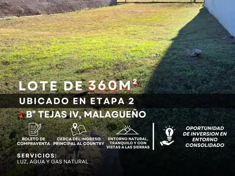 Terreno en Venta en Tejas 4, Malagueño