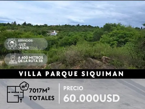 Terreno en Venta en Villa Parque Siquiman, Punilla