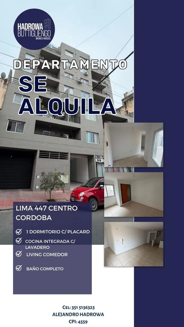 Departamento en alquiler 1 dormitorio en Centro amplio y luminoso.