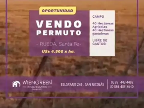 Campo en Venta en Rueda, Constitución