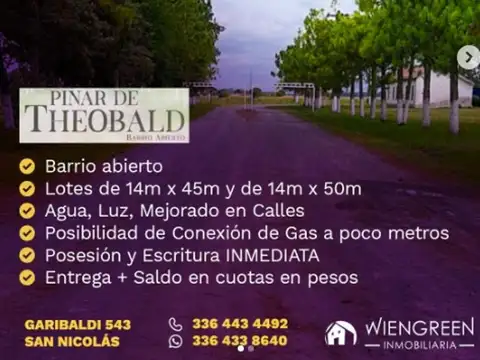 Terreno en Venta en Theobald, Constitución