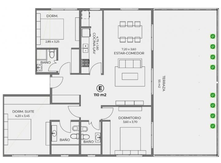 Departamento · 110m² · 4 Ambientes · 2 Cocheras
