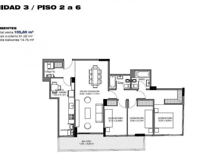 Departamento · 91m² · 4 Ambientes