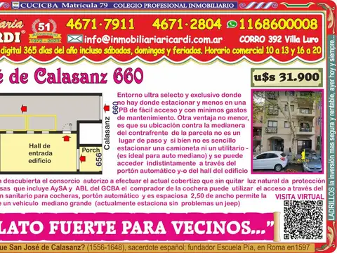 Cochera en Venta en Caballito, Capital Federal