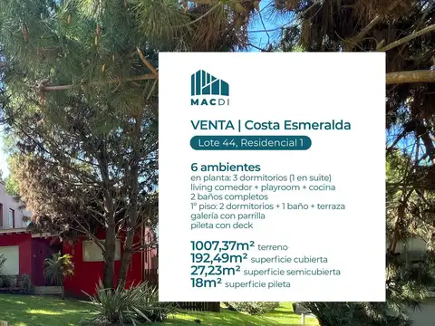 Casa en Venta en Costa Esmeralda, Partido de La Costa