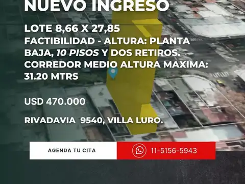 Terreno en Venta en Villa Luro, CABA