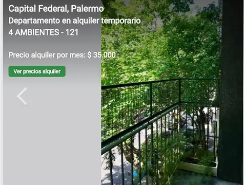 Departamento en Alquiler Temporal en Palermo, Capital Federal