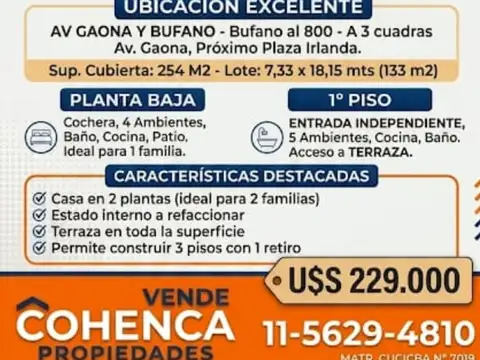 Casa en Venta en Flores Norte, Flores