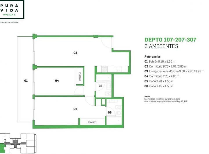 Departamento · 70m² · 3 Ambientes
