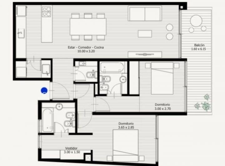 Departamento · 82m² · 3 Ambientes