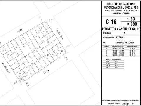 Terreno en Venta en Villa Urquiza, CABA