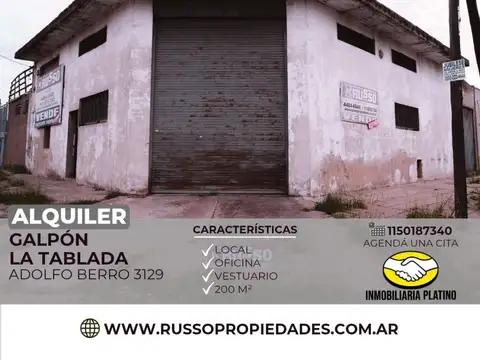 Galpón en Alquiler en Tablada, Partido de La Matanza