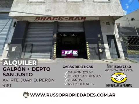 Galpón en Alquiler en San Justo, Partido de La Matanza