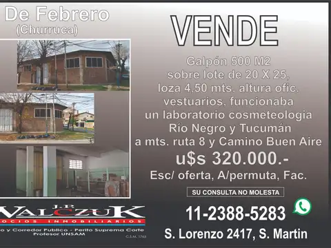 Galpón en Venta en Churruca, Partido de Tres de Febrero
