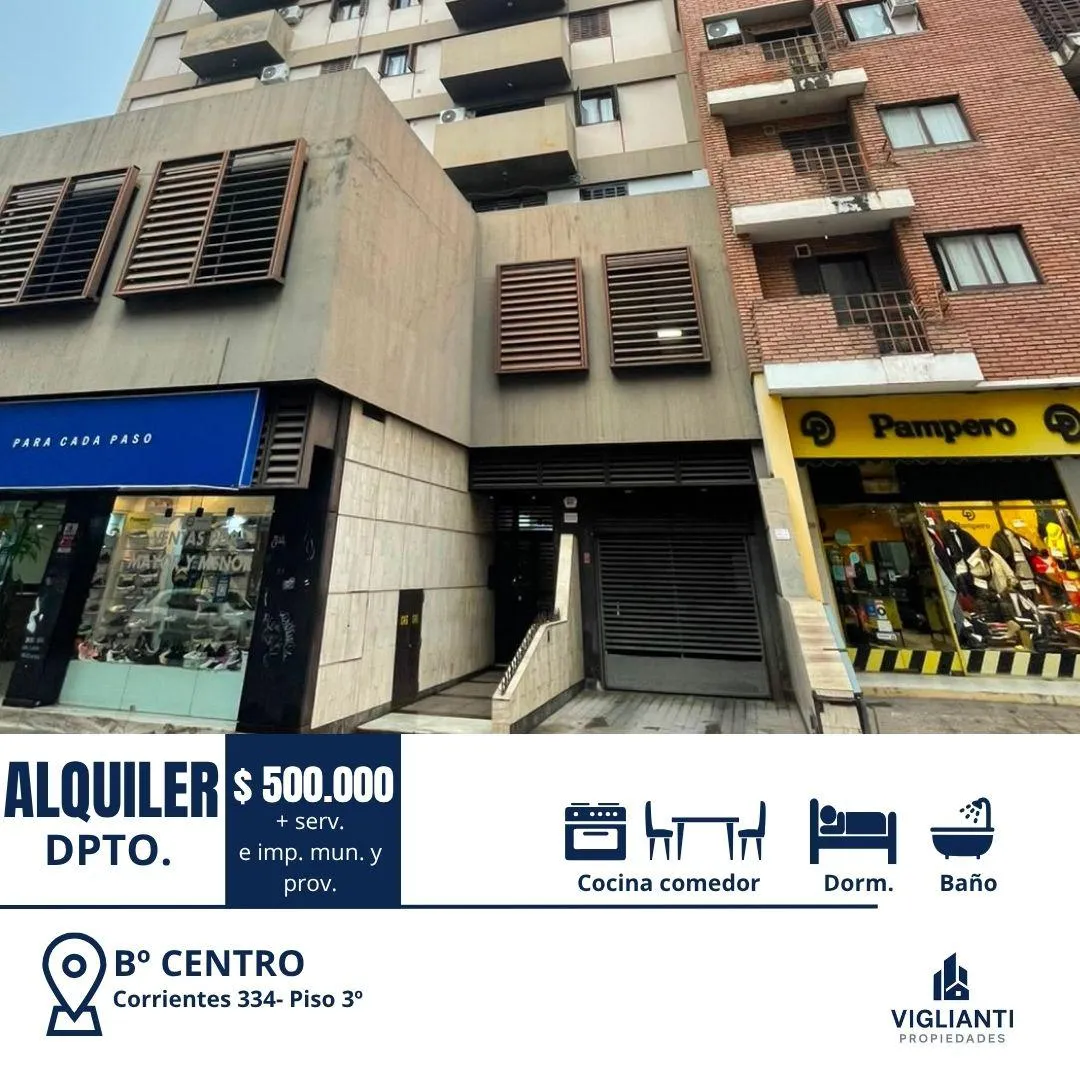 ALQUILER DPTO.- 1 Dorm CENTRO (a mtrs. de Chacabuco)