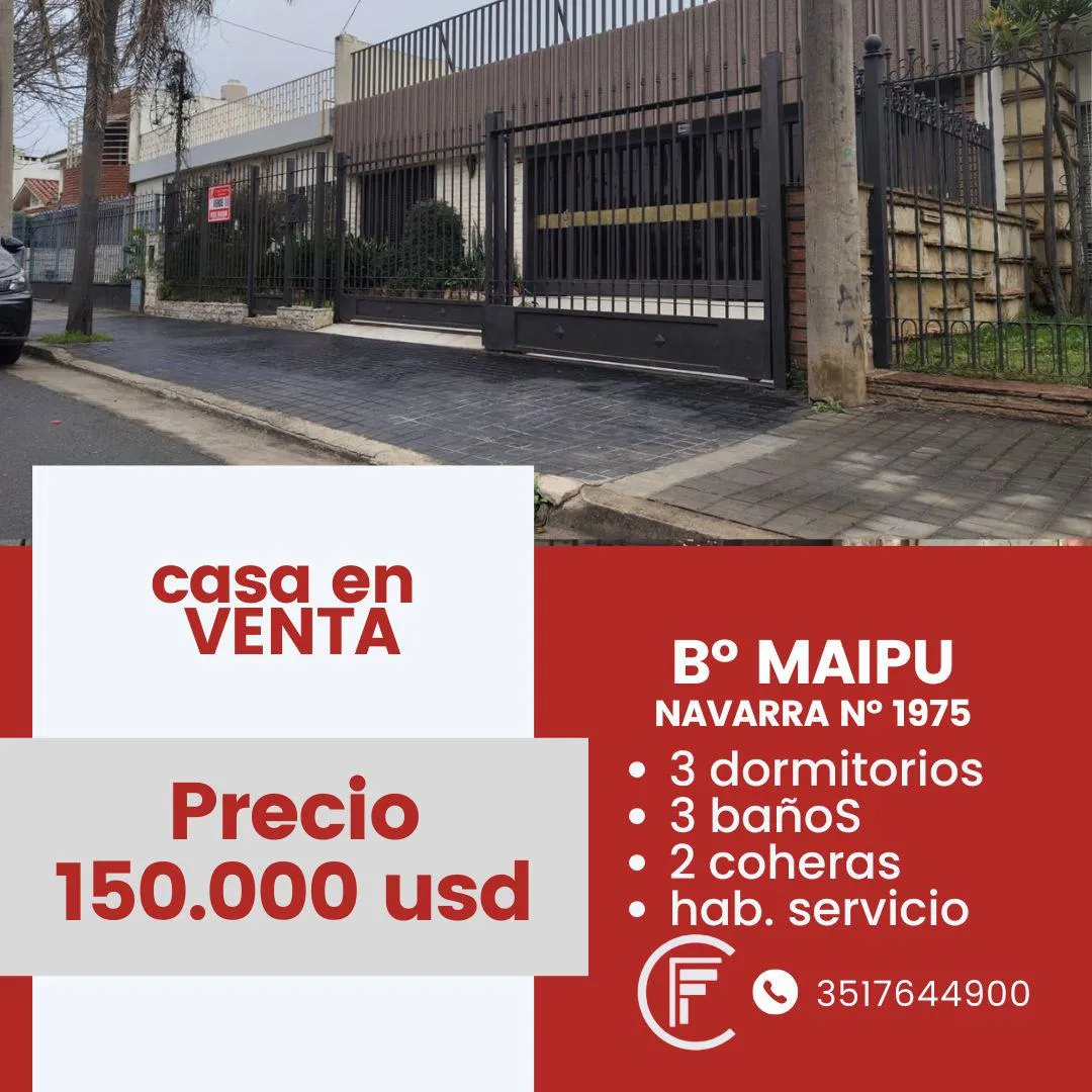VENDO IMPORTANTE CASA BARRIO MAIPU