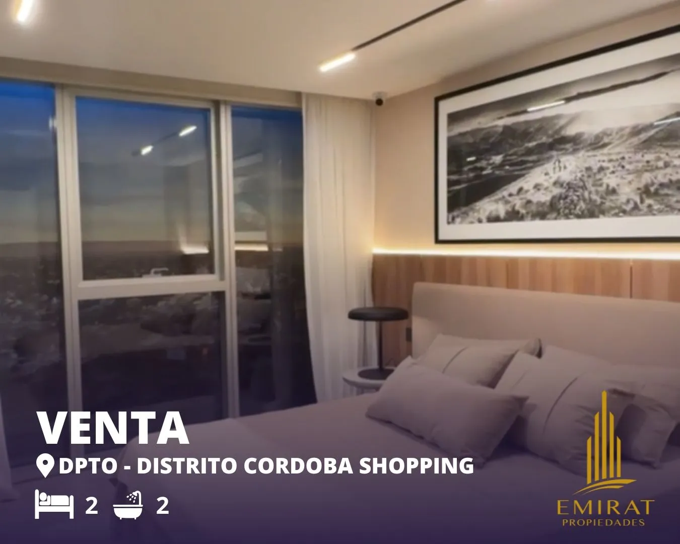 Departamento en venta de dos dormitorios en Distrito Córdoba Shopping