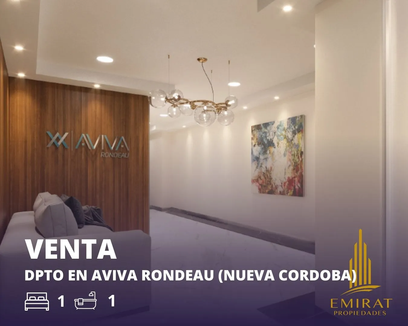 DPTO en venta, un dormitorio mas escritorio en aviva rondeau (Nueva Cordoba)