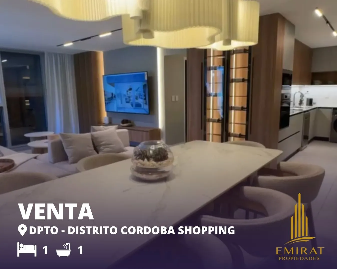 Departamento en venta de un dormitorio en Distrito Córdoba Shopping