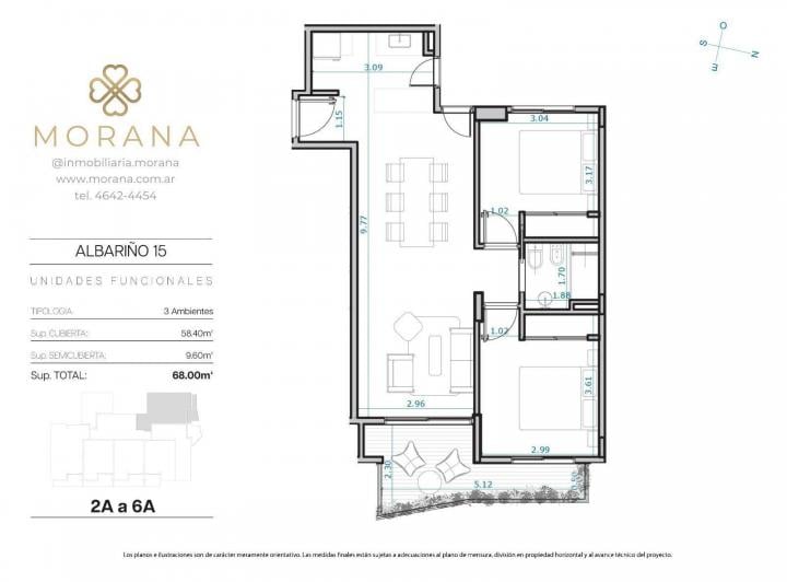Departamento · 58m² · 3 Ambientes