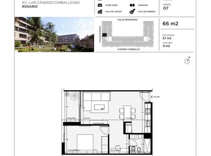 Departamento · 66m² · 2 Ambientes