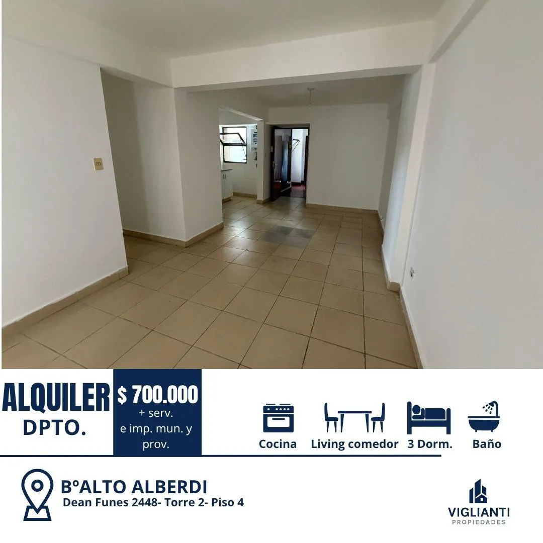 ALQUILER DPTO.- 3 Dorm.  B Alto Alberdi