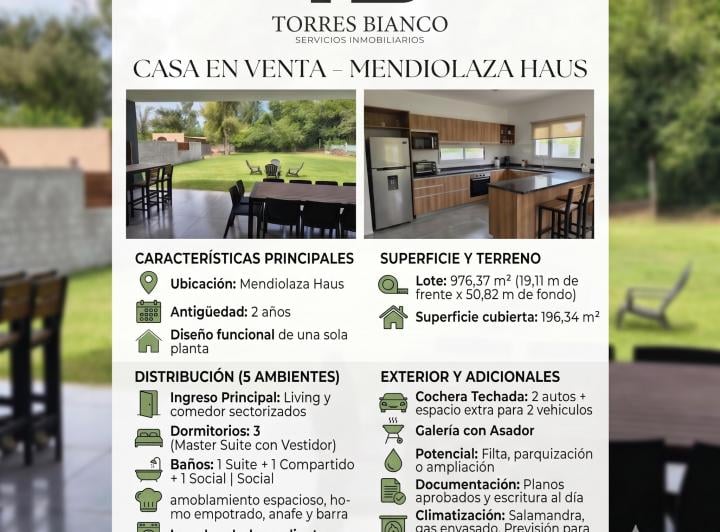 Casa · 197m² · 5 Ambientes · 2 Cocheras