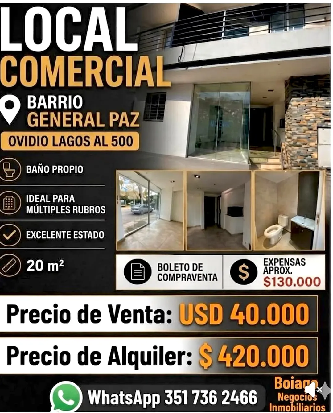 Barrio General Paz ! Alquiler de Local con baño