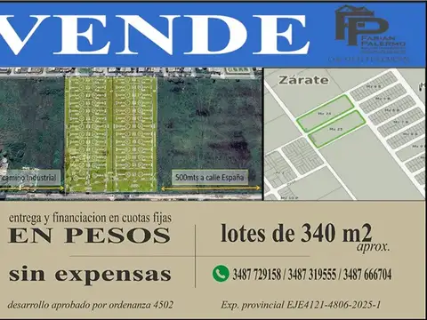 Terreno en Venta en Zarate, Partido de Zárate