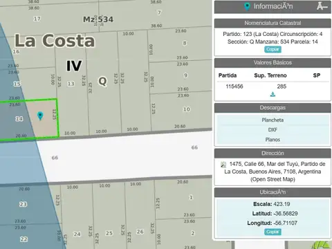 Terreno en Venta en Mar del Tuyú, Partido de La Costa